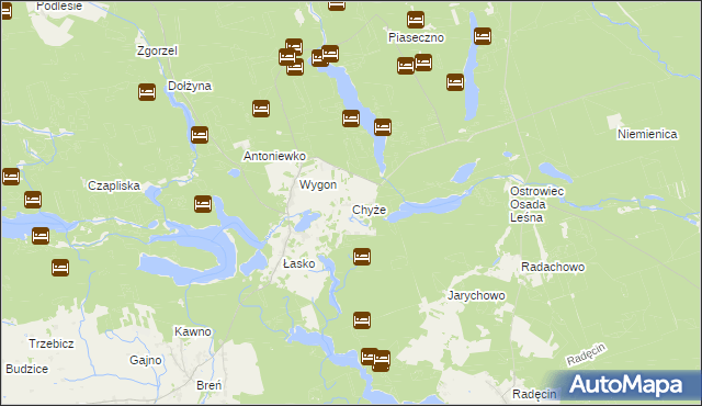 mapa Chyże gmina Bierzwnik, Chyże gmina Bierzwnik na mapie Targeo
