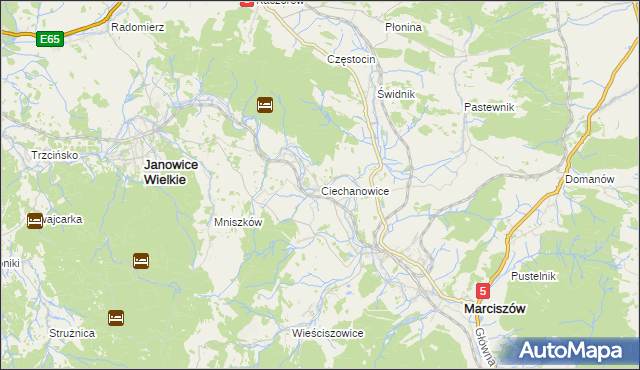 mapa Ciechanowice, Ciechanowice na mapie Targeo