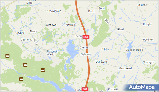 mapa Ciernie gmina Prostki, Ciernie gmina Prostki na mapie Targeo
