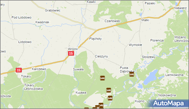 mapa Cieszyny gmina Golub-Dobrzyń, Cieszyny gmina Golub-Dobrzyń na mapie Targeo