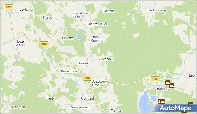 mapa Ciwoniuki, Ciwoniuki na mapie Targeo