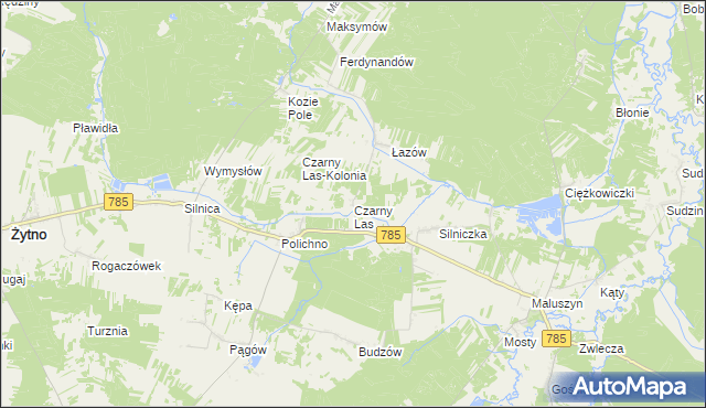 mapa Czarny Las gmina Żytno, Czarny Las gmina Żytno na mapie Targeo