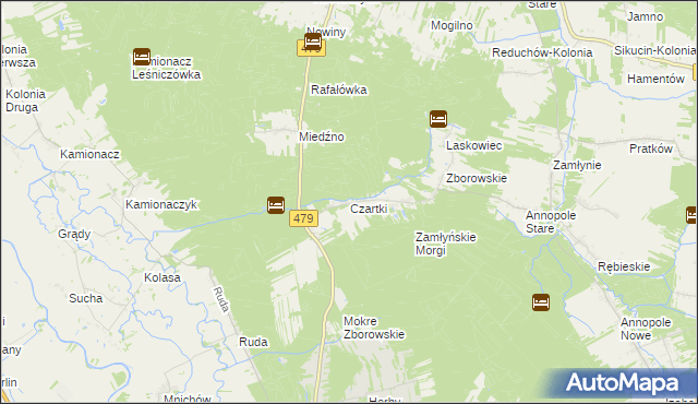 mapa Czartki gmina Sieradz, Czartki gmina Sieradz na mapie Targeo