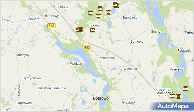 mapa Czekanowo gmina Bobrowo, Czekanowo gmina Bobrowo na mapie Targeo