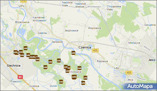 mapa Czernica powiat wrocławski, Czernica powiat wrocławski na mapie Targeo