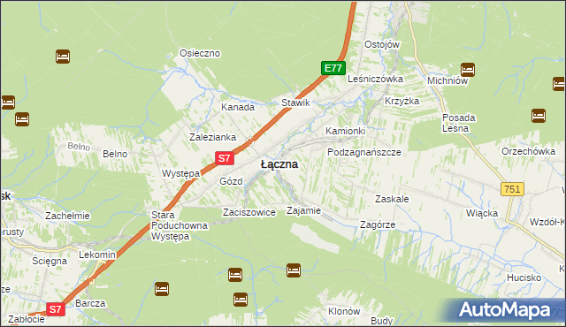 mapa Czerwona Górka gmina Łączna, Czerwona Górka gmina Łączna na mapie Targeo