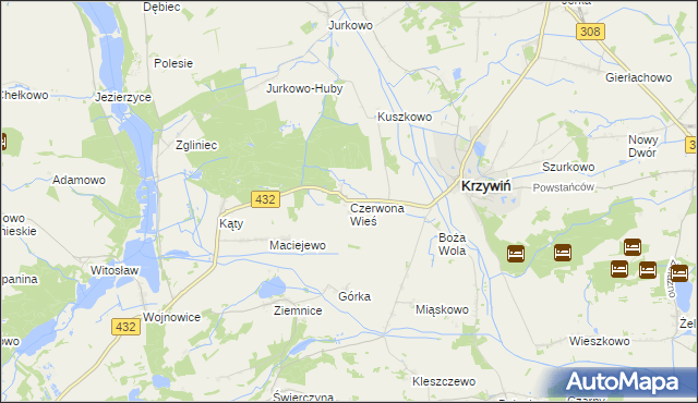 mapa Czerwona Wieś, Czerwona Wieś na mapie Targeo