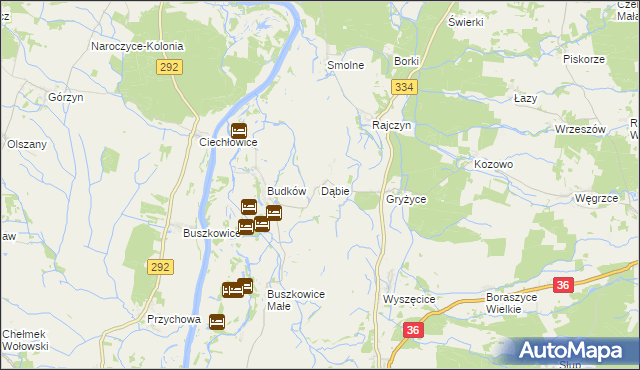 mapa Dąbie gmina Wińsko, Dąbie gmina Wińsko na mapie Targeo