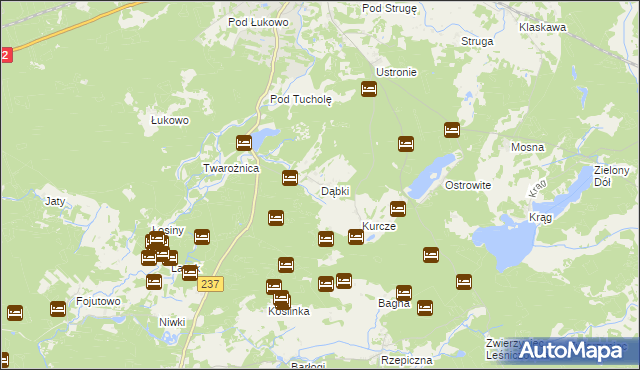 mapa Dąbki gmina Czersk, Dąbki gmina Czersk na mapie Targeo