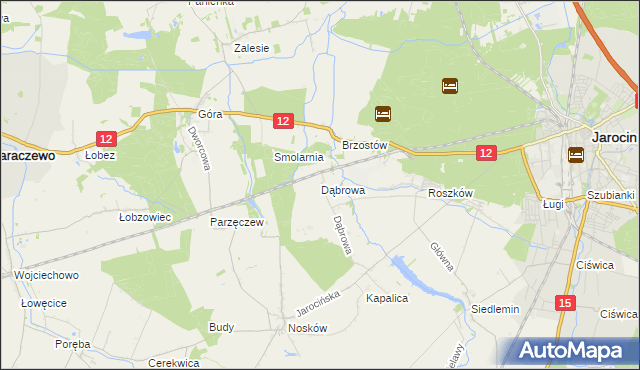 mapa Dąbrowa gmina Jarocin, Dąbrowa gmina Jarocin na mapie Targeo