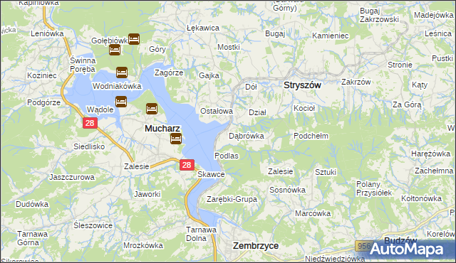 mapa Dąbrówka gmina Stryszów, Dąbrówka gmina Stryszów na mapie Targeo