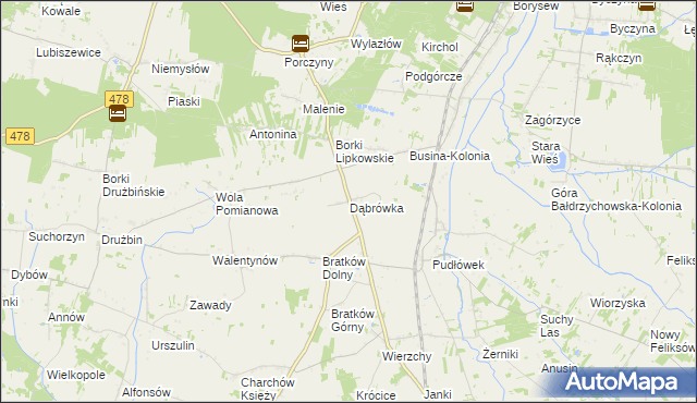 mapa Dąbrówka gmina Zadzim, Dąbrówka gmina Zadzim na mapie Targeo