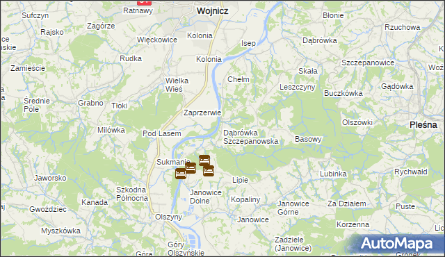 mapa Dąbrówka Szczepanowska, Dąbrówka Szczepanowska na mapie Targeo