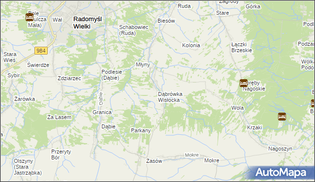 mapa Dąbrówka Wisłocka, Dąbrówka Wisłocka na mapie Targeo