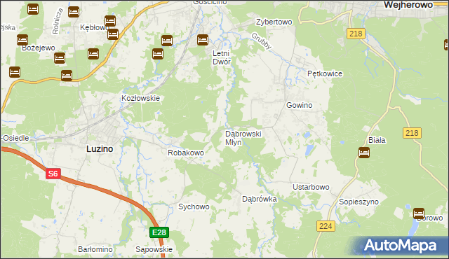 mapa Dąbrowski Młyn, Dąbrowski Młyn na mapie Targeo