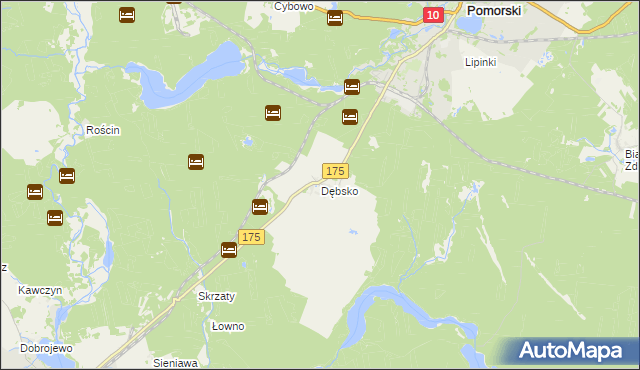 mapa Dębsko gmina Kalisz Pomorski, Dębsko gmina Kalisz Pomorski na mapie Targeo