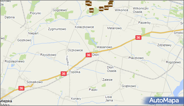 mapa Dłoń, Dłoń na mapie Targeo