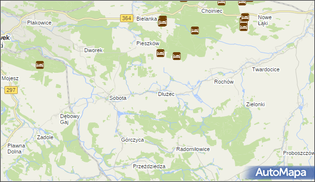 mapa Dłużec gmina Lwówek Śląski, Dłużec gmina Lwówek Śląski na mapie Targeo