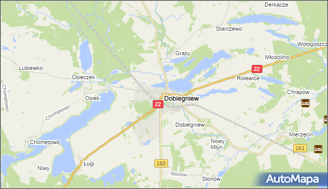 mapa Dobiegniew powiat strzelecko-drezdenecki, Dobiegniew powiat strzelecko-drezdenecki na mapie Targeo
