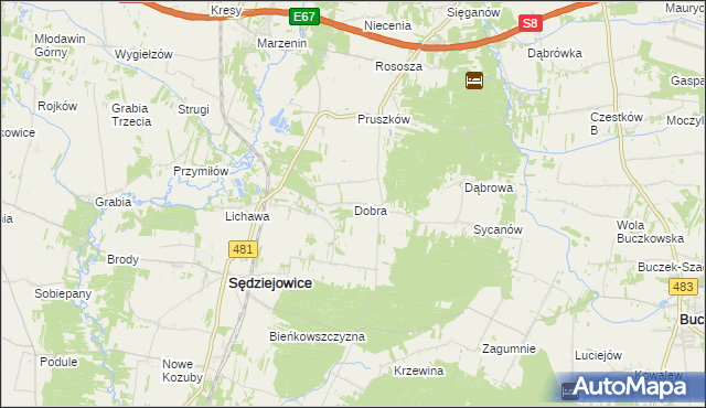 mapa Dobra gmina Sędziejowice, Dobra gmina Sędziejowice na mapie Targeo