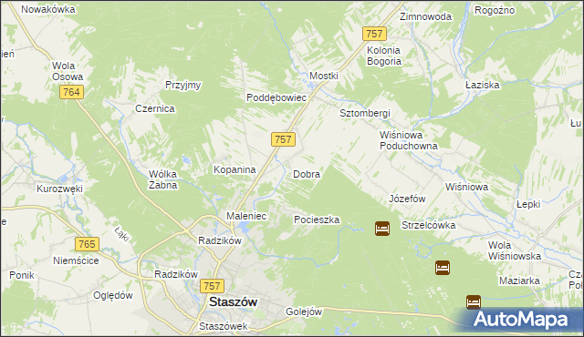 mapa Dobra gmina Staszów, Dobra gmina Staszów na mapie Targeo