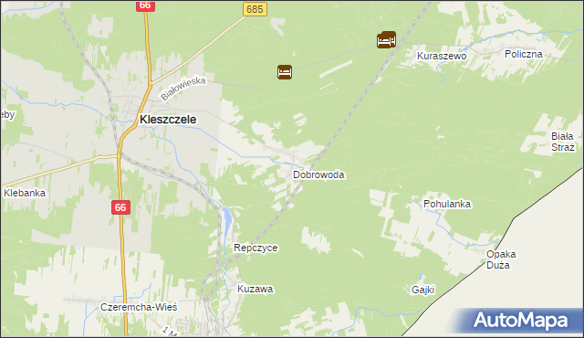 mapa Dobrowoda gmina Kleszczele, Dobrowoda gmina Kleszczele na mapie Targeo