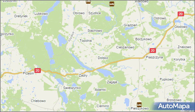 mapa Dolsko gmina Miastko, Dolsko gmina Miastko na mapie Targeo
