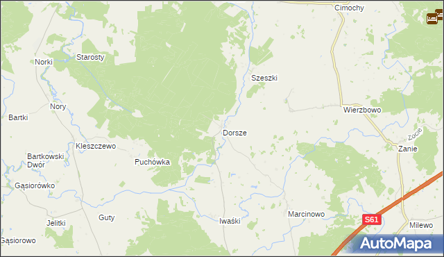 mapa Dorsze gmina Kalinowo, Dorsze gmina Kalinowo na mapie Targeo