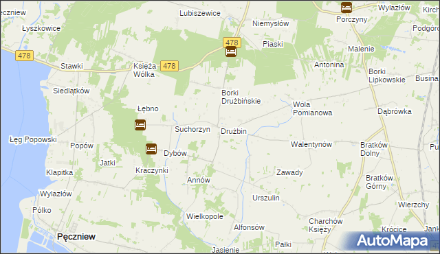mapa Drużbin, Drużbin na mapie Targeo