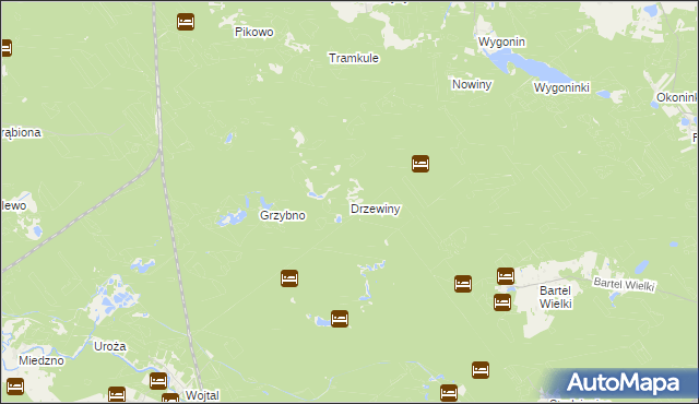 mapa Drzewiny, Drzewiny na mapie Targeo