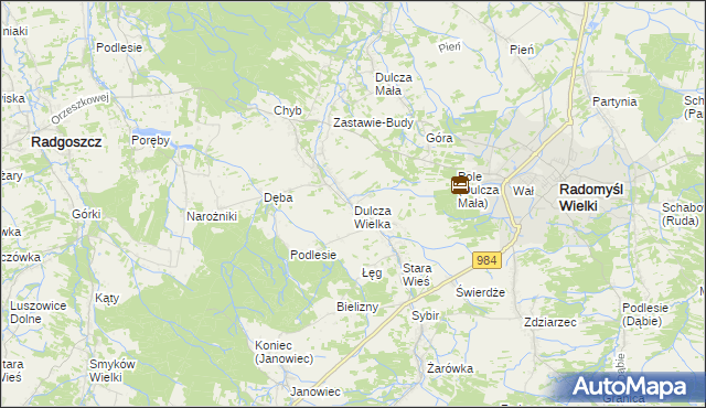 mapa Dulcza Wielka, Dulcza Wielka na mapie Targeo