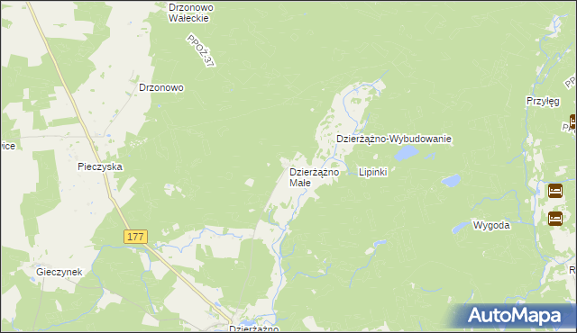 mapa Dzierżążno Małe, Dzierżążno Małe na mapie Targeo