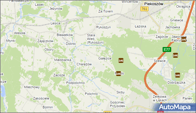 mapa Gałęzice, Gałęzice na mapie Targeo