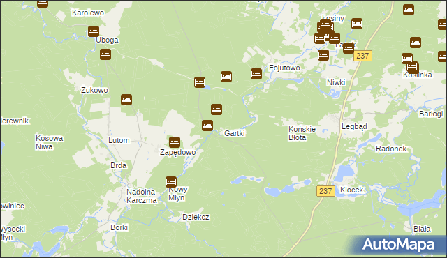 mapa Gartki, Gartki na mapie Targeo