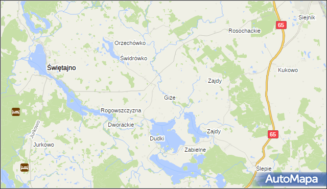mapa Giże gmina Świętajno, Giże gmina Świętajno na mapie Targeo