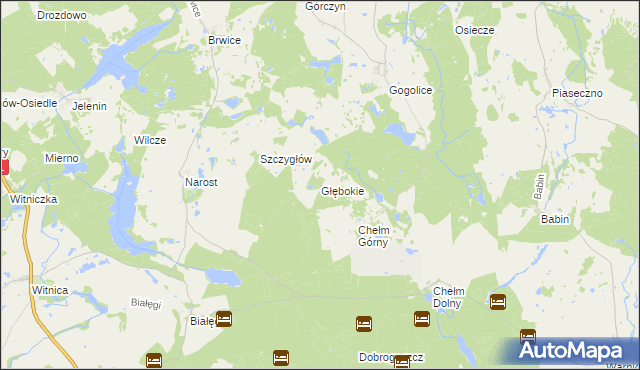 mapa Głębokie gmina Trzcińsko-Zdrój, Głębokie gmina Trzcińsko-Zdrój na mapie Targeo