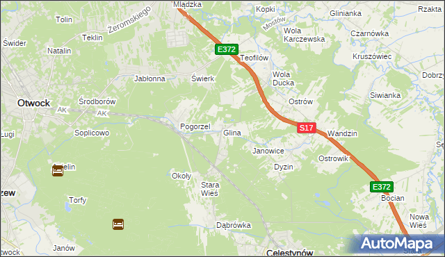 mapa Glina gmina Celestynów, Glina gmina Celestynów na mapie Targeo