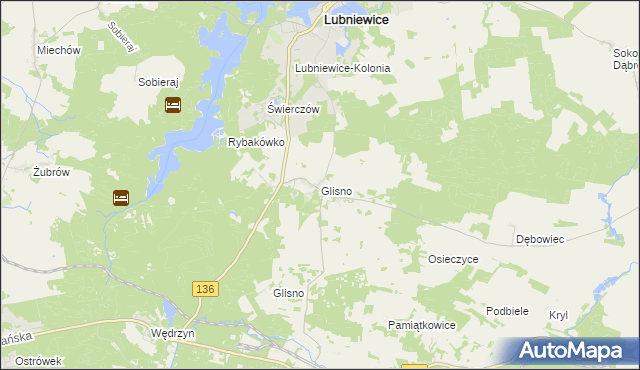 mapa Glisno gmina Lubniewice, Glisno gmina Lubniewice na mapie Targeo
