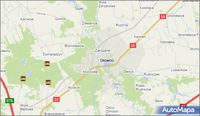 mapa Głowno, Głowno na mapie Targeo