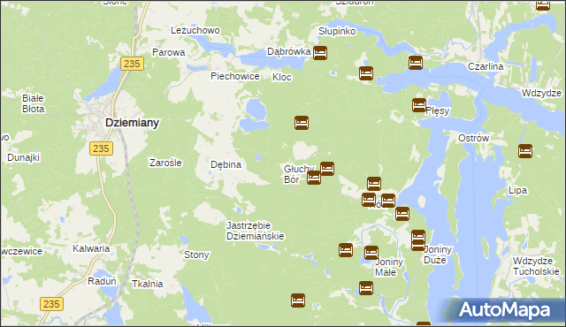 mapa Głuchy Bór, Głuchy Bór na mapie Targeo