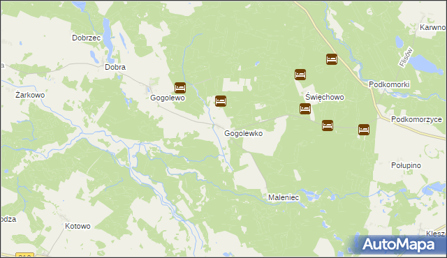 mapa Gogolewko gmina Dębnica Kaszubska, Gogolewko gmina Dębnica Kaszubska na mapie Targeo