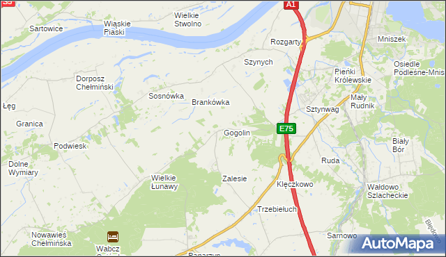 mapa Gogolin gmina Grudziądz, Gogolin gmina Grudziądz na mapie Targeo