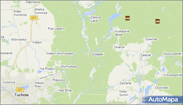 mapa Gołąbek gmina Cekcyn, Gołąbek gmina Cekcyn na mapie Targeo