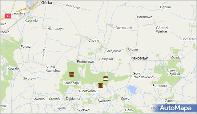 mapa Golejewo gmina Pakosław, Golejewo gmina Pakosław na mapie Targeo