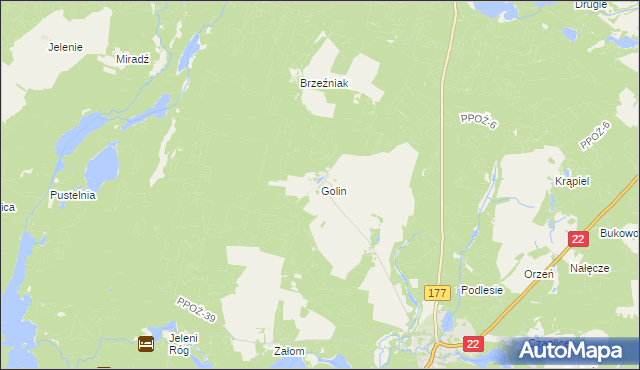 mapa Golin gmina Człopa, Golin gmina Człopa na mapie Targeo