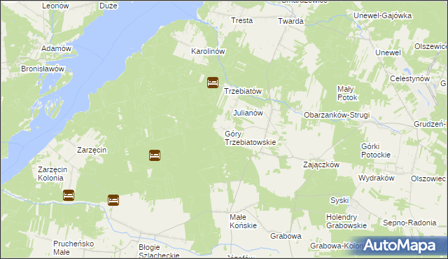 mapa Góry Trzebiatowskie, Góry Trzebiatowskie na mapie Targeo