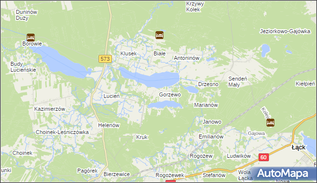 mapa Gorzewo gmina Gostynin, Gorzewo gmina Gostynin na mapie Targeo