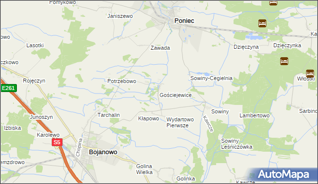mapa Gościejewice, Gościejewice na mapie Targeo