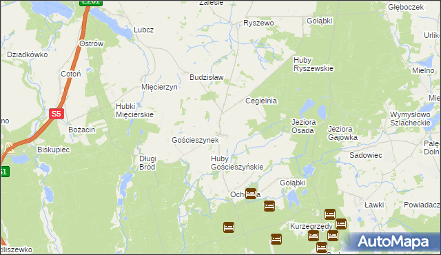 mapa Gościeszyn gmina Rogowo, Gościeszyn gmina Rogowo na mapie Targeo