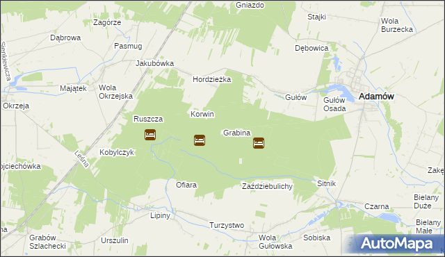 mapa Grabina gmina Adamów, Grabina gmina Adamów na mapie Targeo